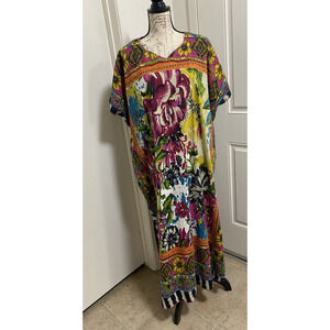 J Peterman Dress Womens Small/ Medium Pink Floral Kraftan Maxi